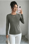 Women's Striped Crew Neck Long Sleeve Basic T-Shirt-Blouse, Relaxed Fit - 5