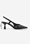 Women's Stiletto Pointed Toe Studded Troc Open Back Classic Heeled Shoes Rofen Black - 4