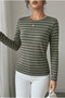 Women's Striped Crew Neck Long Sleeve Basic T-Shirt-Blouse, Relaxed Fit - 3