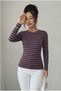 Women's Striped Crew Neck Long Sleeve Basic T-Shirt-Blouse, Relaxed Fit - 5