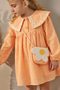 Girl's Baby Collar Muslin Dress with Bag Orange - 2