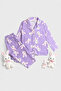 Girls' Cotton Suede Fabric Button-Down Shirt Collar Pajama Set - 2