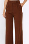 Women's Brown Velcro Waist Detailed Palazzo Fabric Trousers - 3