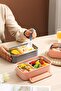 Bento Lunch Box For Office School New Generation Travel Pie Double Layer 3 Compartments Stainless Steel F494 - 5