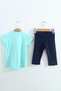 Girl's 2-Piece Set Printed Crew Neck T-Shirt & Capri Shorts with Elastic Waist - 2