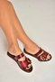 Y390350703 Burgundy Genuine Leather Women's Slippers - 4
