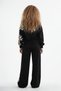 Girl's Oversize Crew Neck Floral Printed Wide Leg Black Top and Bottom Set 8-9-10-11-12 Years Old - 5
