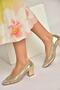 Y820854514 Gold Glitter Thick Heeled Women's Shoes - 4