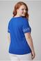 Women's Plus Size Branch Embroidery Detail Blue Blouse - 6