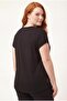 Women's Plus Size Collar and Skirt Leopard Stone Detail Black-Brown Blouse - 7