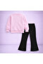 Girl's Heart-Printed Sweatshirt and Flared Pants Set - 3