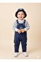 Embroidered Button Detailed Safari Hat Stripe Printed Sweatshirt Salopet Baby Boy Set - 5
