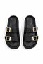 Black Double Buckle Eva Platform Summer Casual Beach Comfortable Slippers - 2
