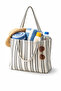 Woys Black Striped Pattern Woven Beach Bag - 4