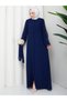 Women's Modest Clothing Abaya Ferace Long Dress with Rhinestone-Embellished Sleeves and a Chic Look - 4