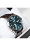 Men's Automatic Green Dial Brown Leather Strap Watch