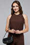 Women Brown Schiffli Sleeveless Top - 5
