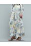 Patterned Wide Leg Pants with Elastic Waist - 3