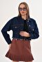 Women's Tassel Detailed Short Denim Jacket - 260179 - 3