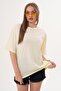 Women's Crew Neck Oversize T-Shirt with Back Print Detail - 260151 - 2
