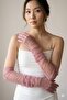 Silk Aura Draped Dusty Rose Long Tulle Gloves |   Elegant and Modern Couture Custom Design - 2