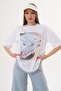 Women's Printed Detailed Crew Neck Oversize T-Shirt - 260070 - 3