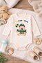Baby Bodysuit with Yellow and Navy Blue Printed Text, 100% Cotton Body (Newborn & Baby)