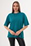 Women's Crew Neck Oversize T-Shirt with Back Print Detail - 260151 - 2