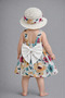 Sweet Baby Girl Floral Print Summer Dress with Hat Sleeveless Cotton Dress - 2