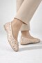 Women's Beige Bowknot Sequined Ballerinas 1cm Byndpul01 - 3
