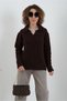 Brown Polo Collar Braided Hair Sweater - 3