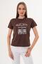 Women's Printed Detailed Crew Neck T-Shirt - 260069 - 2
