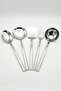 5-Piece Steel Spatula Serving Spoon Fork Colander Ladle Set İnci - 2