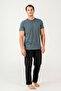 Men's Pajama Set 100% Cotton – Short Sleeve Top & Long Bottom with Pockets Comfortable Home Wear - 8