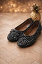 Sequined Glitter Buckle Detailed Women's Stylish Daily Ballerinas Home Ballerinas