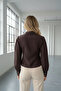Women's Brown Bow and Detailed Stylish Shirt - 3