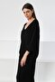 Black V-Neck Slit Viscose Women's Knitwear Sweater - 4