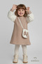Stylish and Comfortable Baby Girl Dress with Bag Soft Plush Sleeves Children's Combination Autumn-Winter Beige - 5