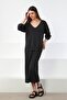 Anthracite V-Neck Slit Viscose Women's Knitwear Sweater - 2