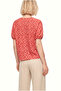 Women's Crew Neck Short Sleeve Patterned Red Crinkle Crop Top Carmen - 4