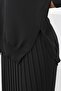 Anthracite Midi Length Pleated Viscose Women's Knitwear Skirt - 6