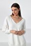 White Midi Length Pleated Viscose Women's Knitwear Skirt - 3