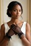 Noir Poème Polka Dot Tulle Ankle Length Bridal Gloves |   Special Design with Feather and Flower Detail - 3