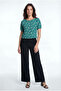 Women's Crew Neck Short Sleeve Patterned Turquoise Crop Top Carmen - 2