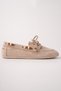 Women's Beige Calf Suede Bead Detailed Loafer Casual Shoes - 3