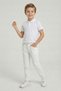 Boys' White Polo Collar T-Shirt and White Pants Set April 23 October 29 Show Outfit