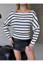 Women's Off-The-Shoulder Striped Blouse - 6