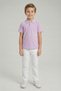 Boys Lilac Polo Neck T-Shirt and White Pants Set April 23 October 29 Show Outfit - 3