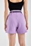 High Waist Pleated Shorts – Double Piping Belt, Pockets, Casual - 6