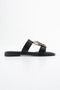Women's Tan Buckle Double Strap Casual Slippers - Comfort Sole Velin - 2
